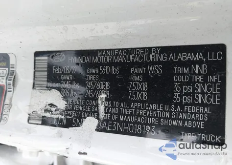 2022 Hyundai Santa Cruz Sel из США, поврежденный, VIN 5NTJCDAE3NH018193